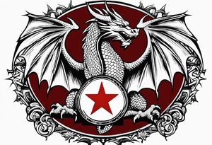 Welsh dragon holding a texas star as a shield with wording come take it tattoo idea