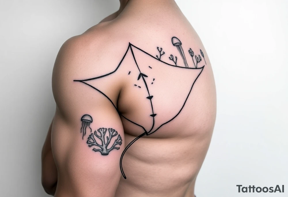stingray, coral, jellyfish tattoo idea