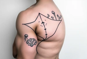 stingray, coral, jellyfish tattoo idea