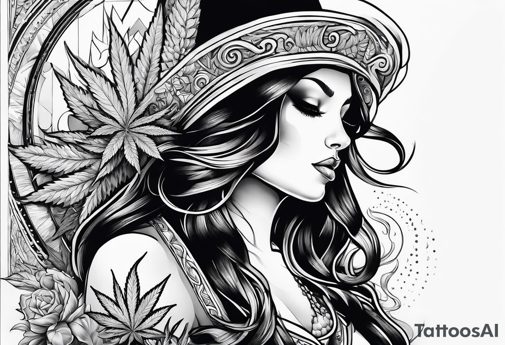 Goddess of marijuana tattoo idea