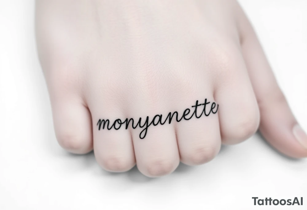 the name “monyanette” under the pinky side of the hand tattoo idea