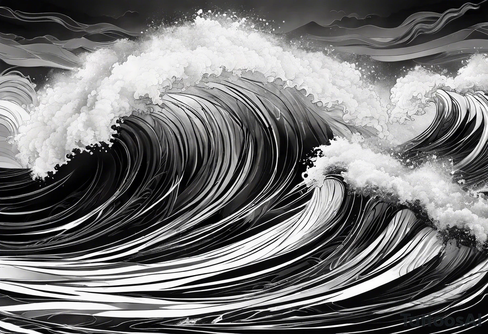 picture 8 by 8 centimeters of sea waves during a storm tattoo idea