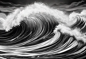 picture 8 by 8 centimeters of sea waves during a storm tattoo idea