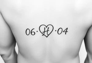 06-09-04 written and under the date is a heart inside the heart is a letter H in cursive on the lower back waist tattoo idea