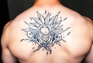 legendary dragonball z scene with energy aura and power effects tattoo idea