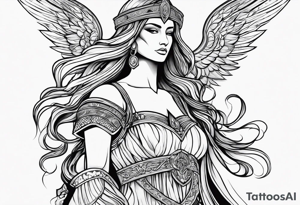 warrior figure, angel tattoo idea