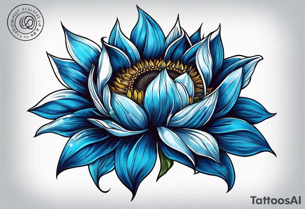 Blue sunflower tattoo idea