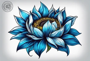 Blue sunflower tattoo idea
