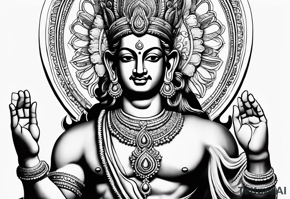 Realistic statue Vishnu tattoo idea