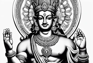 Realistic statue Vishnu tattoo idea
