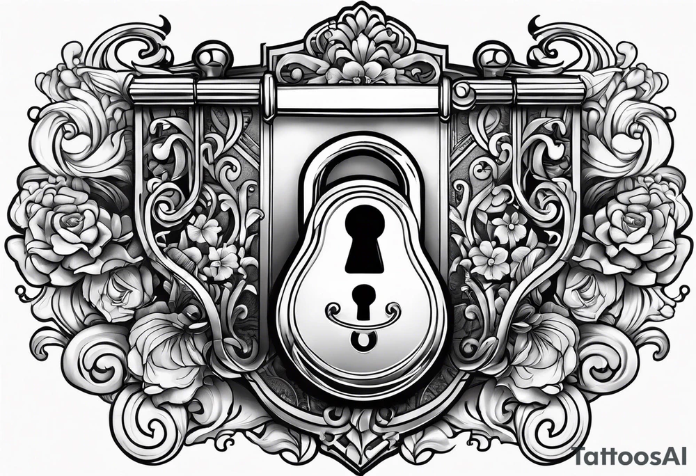 a small, stylized lock and key. tattoo idea