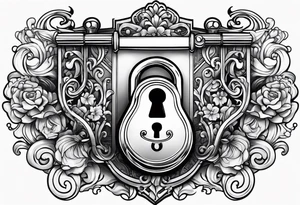a small, stylized lock and key. tattoo idea