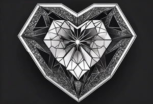 black hexagon diamond heart with dark background tattoo idea