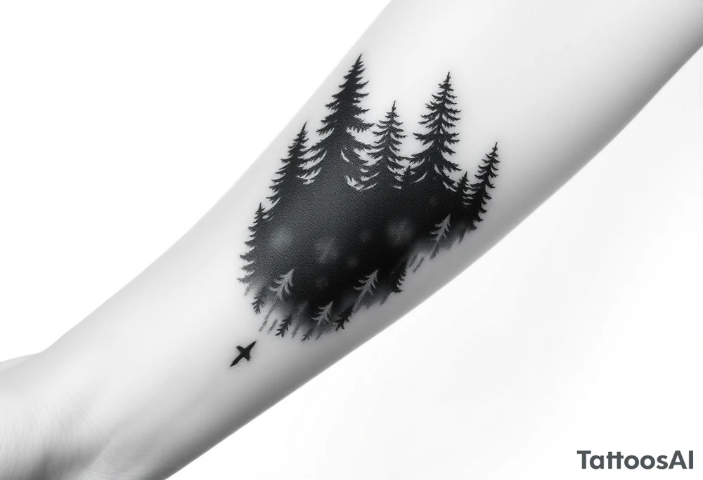 Coniferouse forest silhouette around the forearm a tattoo tattoo idea