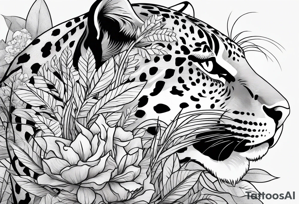 jaguar fine linework tattoo idea