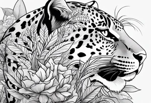 jaguar fine linework tattoo idea