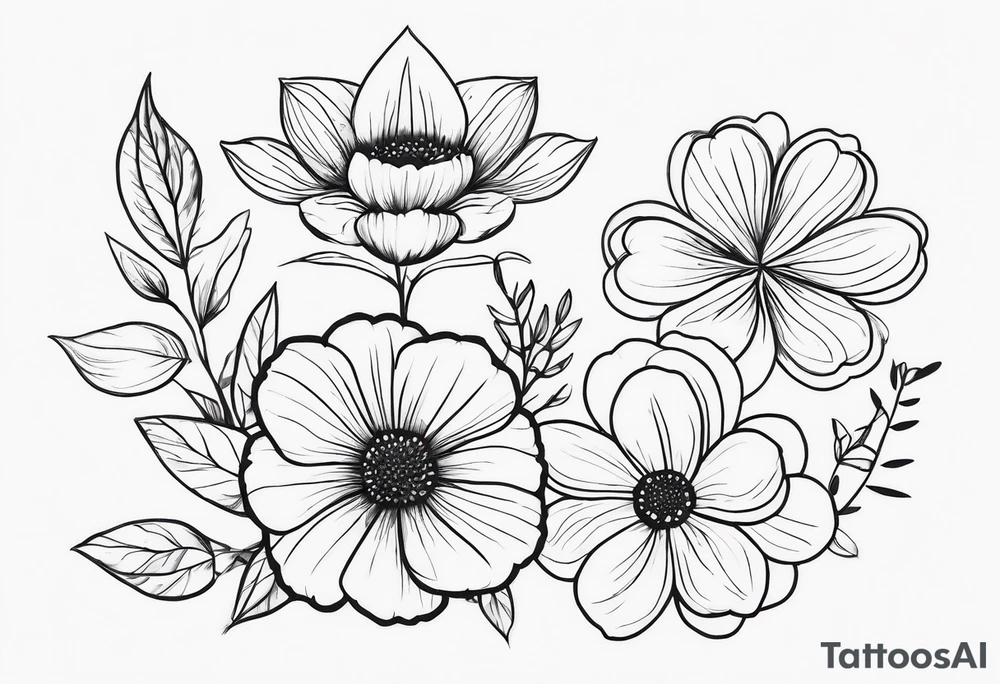 Delicate flowers that symbolise strength, growth and healing tattoo idea