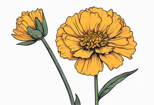 Marigold flower with stem tattoo idea