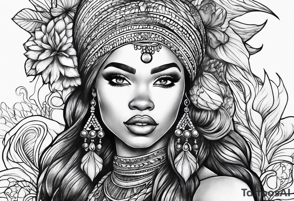 african mermaid tattoo idea