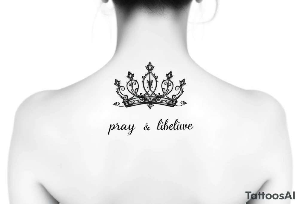 Pray, trust, believe, crown tattoo idea