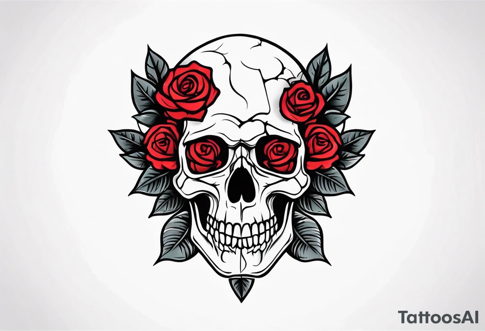 skull and roses tattoo idea
