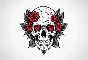 skull and roses tattoo idea
