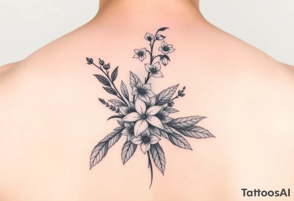 Larkspur and lily of the valley bouquet tattoo tattoo idea