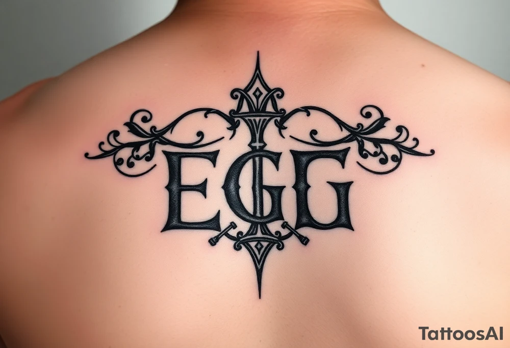 Initials ECG or Property of ECG make it look Hebrew tattoo idea