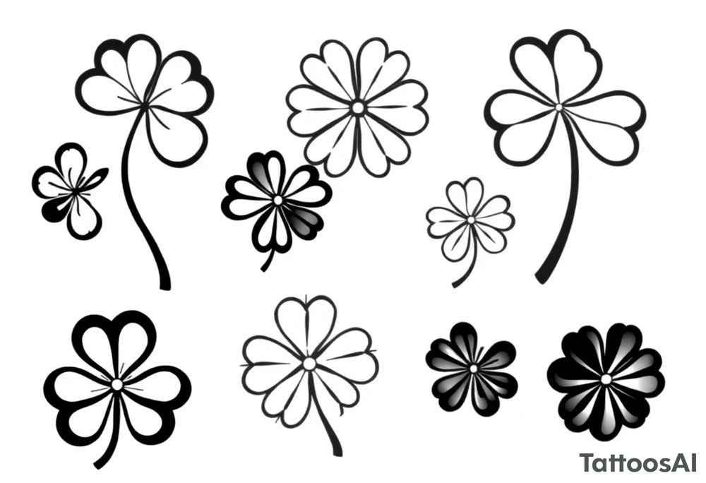 8 unique 4-leaf clovers tattoo idea