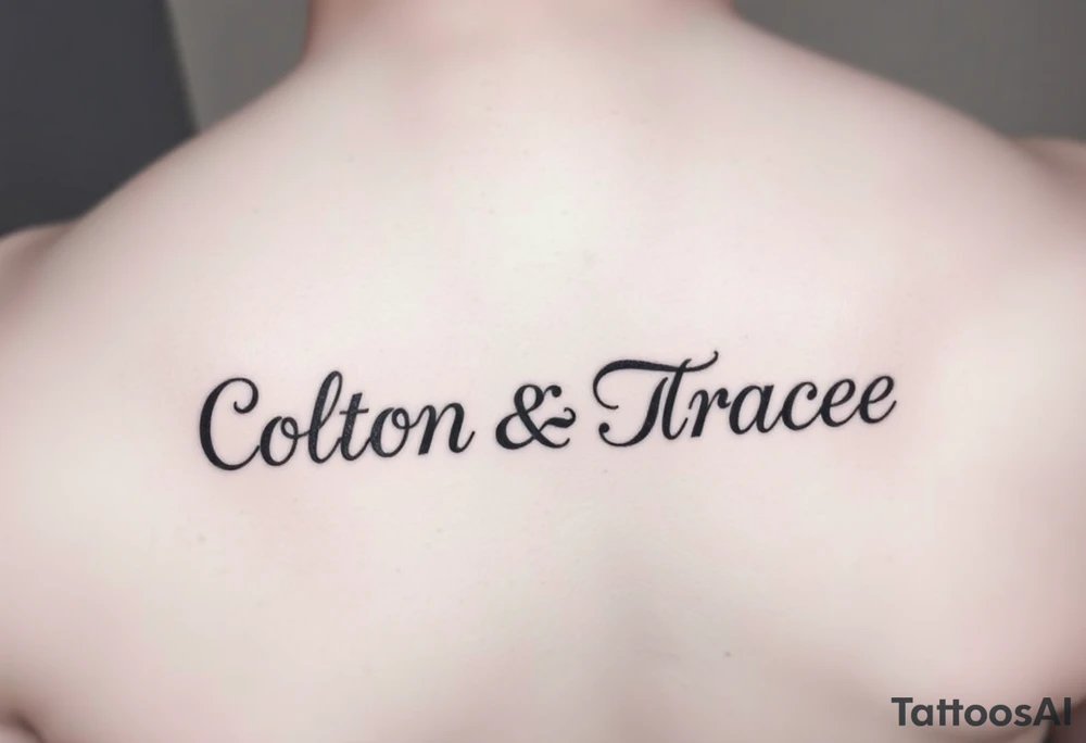 The names colton and tracee combined together in one word but you can read both names if you look qt it upside down tattoo idea