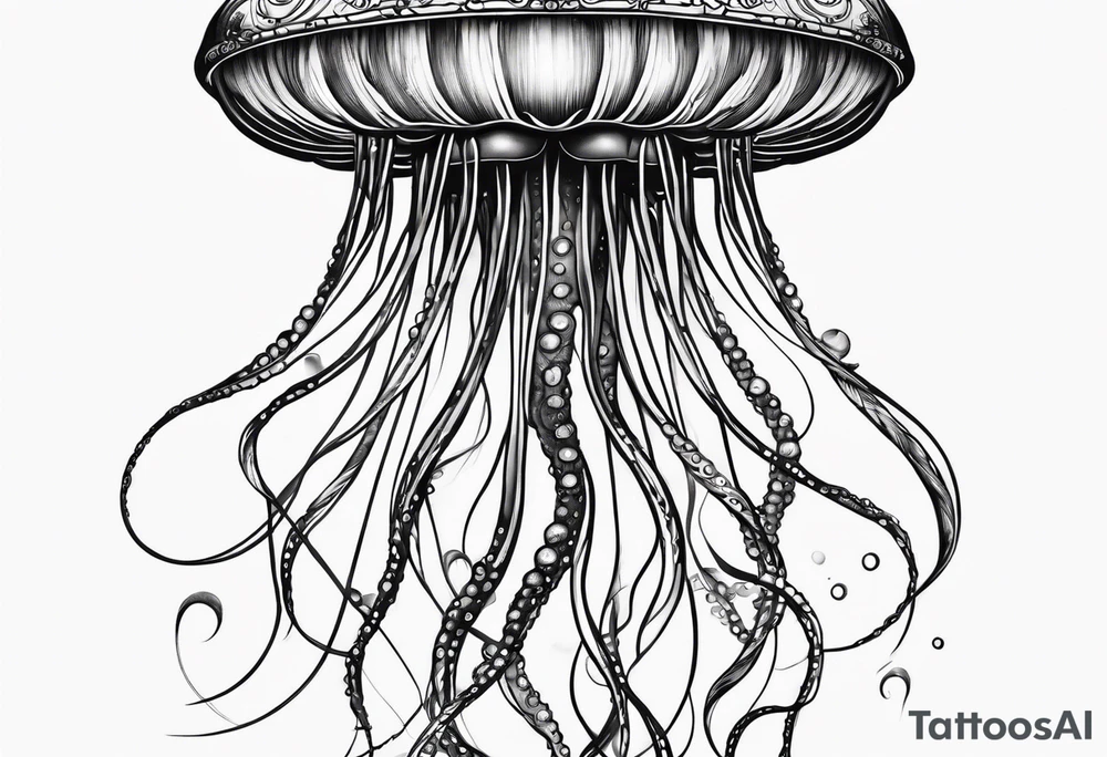 Space jellyfish with long tentacles tattoo idea