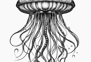 Space jellyfish with long tentacles tattoo idea