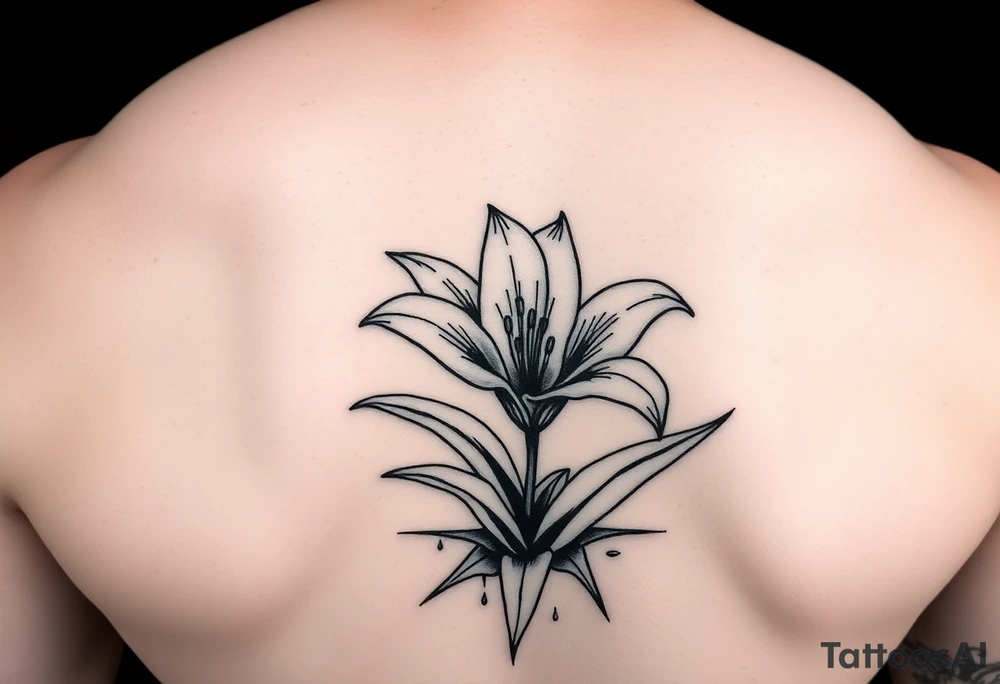 lily coming up out of the tile floor tattoo idea