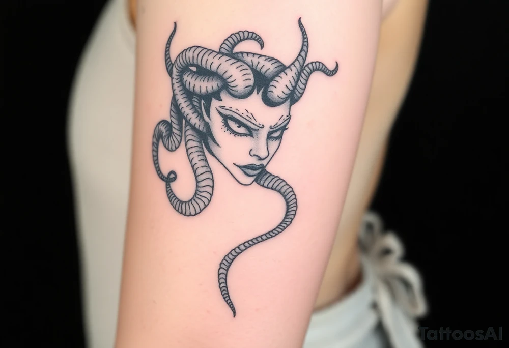 Medusa with white eyes tattoo idea