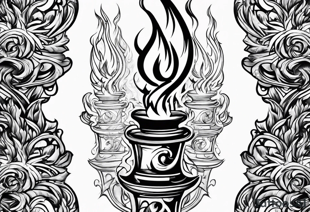 Flaming torch water background tattoo idea