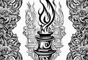 Flaming torch water background tattoo idea