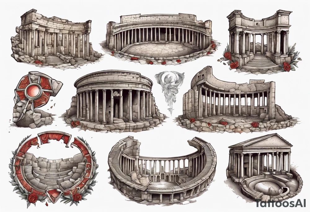 roman amphitheater broken tattoo idea