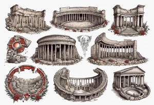 roman amphitheater broken tattoo idea