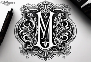 monogram tattoo using all the letters in STEVE and BREANNA in large block lettering tattoo idea