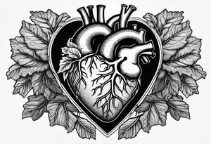 Manly Human heart intertwined with cabbage leaves and word survivor tattoo idea
