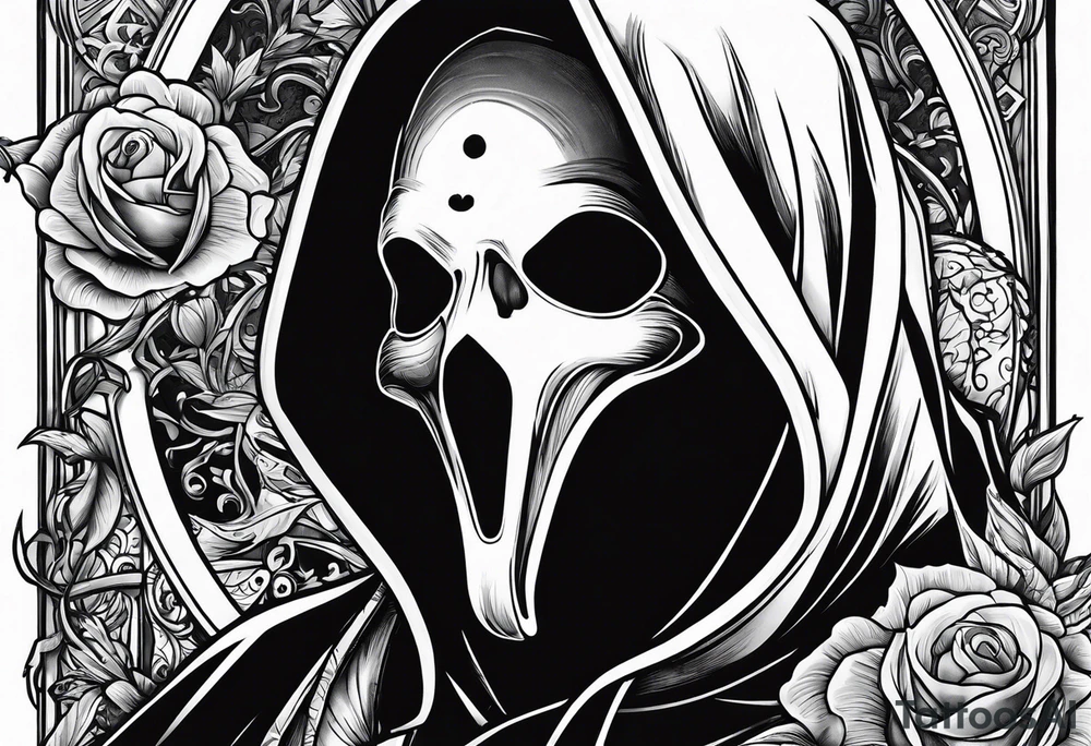 Ghostface holding fliers tattoo idea
