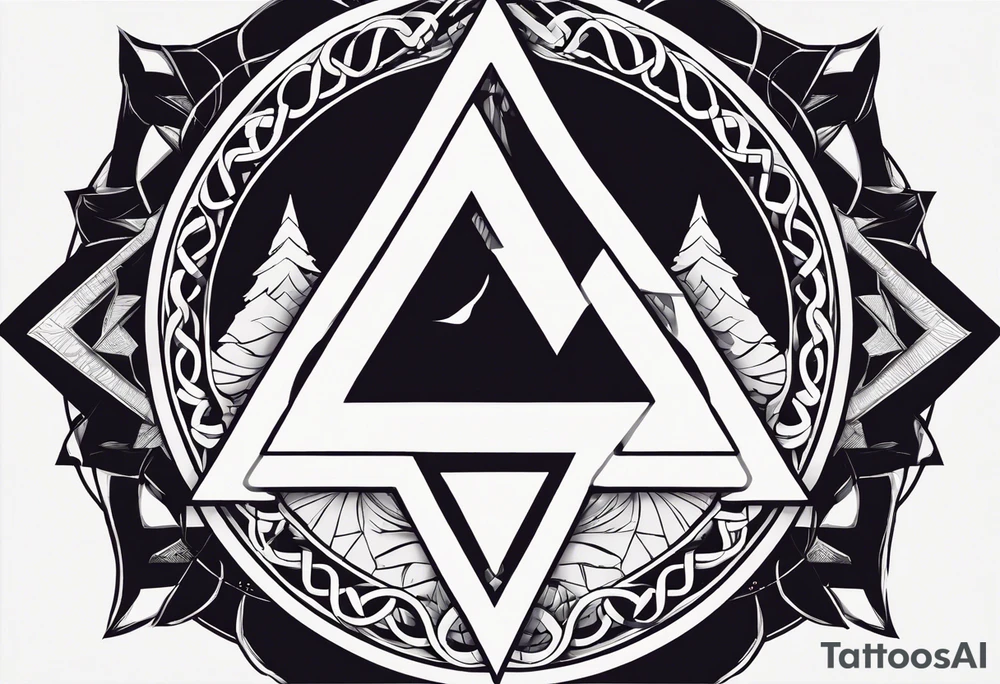 Simplistic symbol large delta inside a circle made from chain tattoo idea