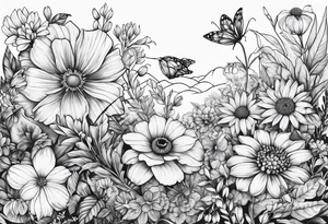 Wild flower garden tattoo idea
