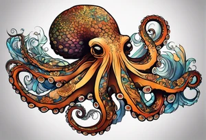 Octopus Arm Sleeve with fall colors tattoo idea
