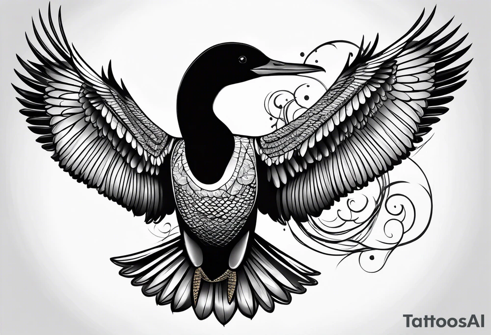 Loon stretching wings tattoo idea