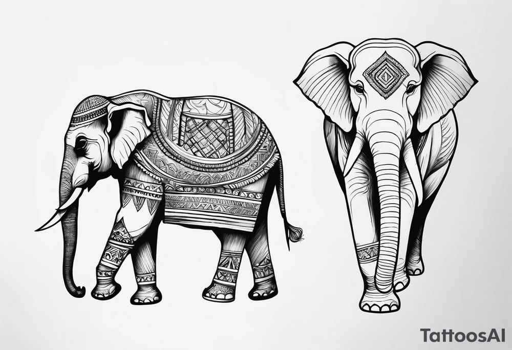 Single needle Thai elephant finger tattoos tattoo idea