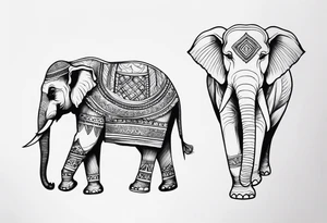 Single needle Thai elephant finger tattoos tattoo idea
