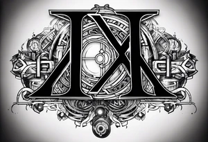 I need a tattoo design that prominently features the letters X and I while incorporating cyberpunk elements. The tattoo will be placed on the wrist. tattoo idea
