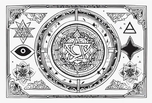 Can you combine a Hamsa with a third eye, a compass, tree of life, Jewish star and AA symbol into a delicate design tattoo idea