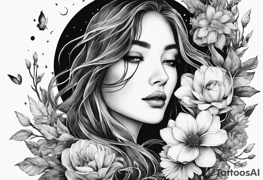 Secret, hidden garden, flowers, lake, daylight moon, more flowers love tattoo idea